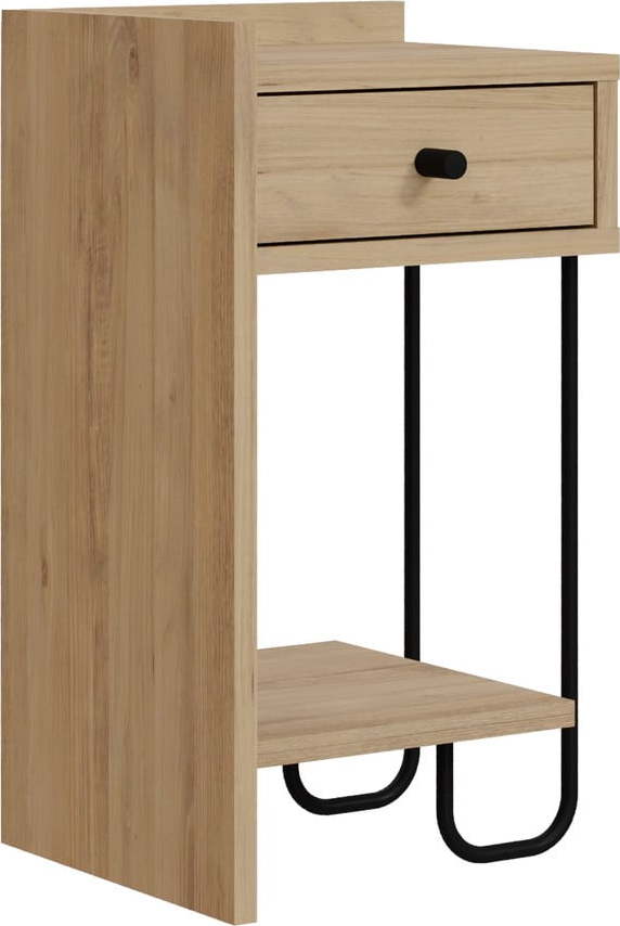 Noční stolek v dekoru dubu s poličkami v přírodní barvě Mercure – Marckeric Marckeric