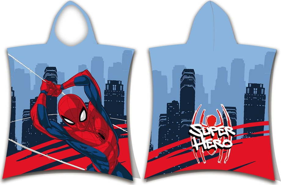 Modro-červené froté dětské pončo Spider-Man – Jerry Fabrics Jerry Fabrics