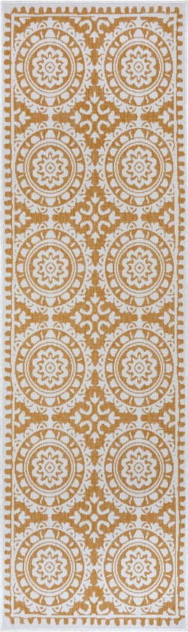 Okrově žluto-bílý venkovní koberec 80x350 cm Jardin – NORTHRUGS NORTHRUGS
