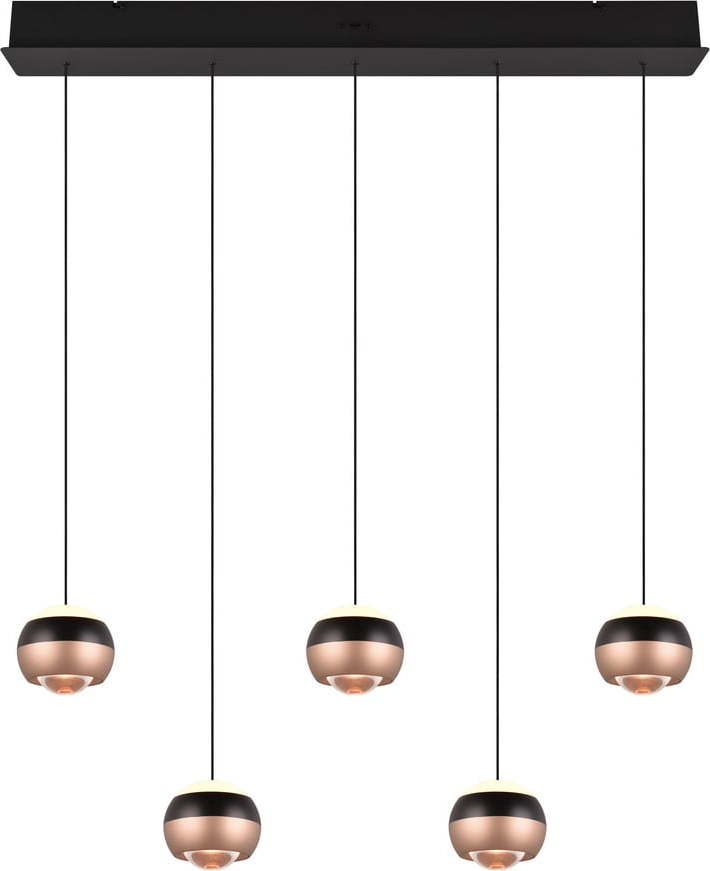 LED závěsné svítidlo s kovovým stínidlem v černo-měděné barvě Orbit – Trio Select Trio Select