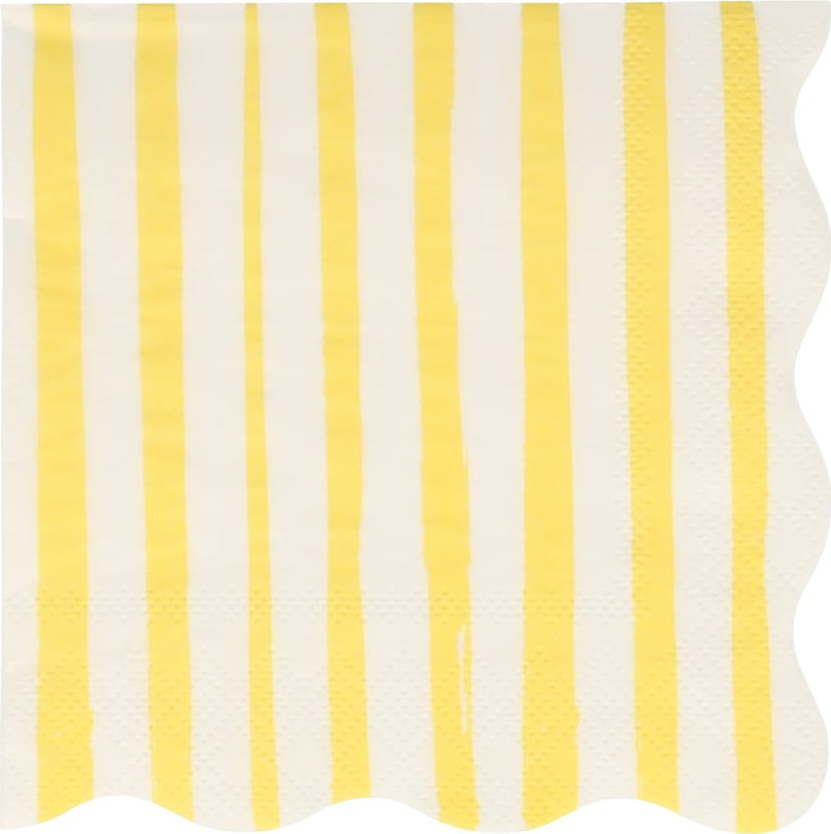 Papírové ubrousky v sadě 16 ks Yellow Stripe – Meri Meri Meri Meri