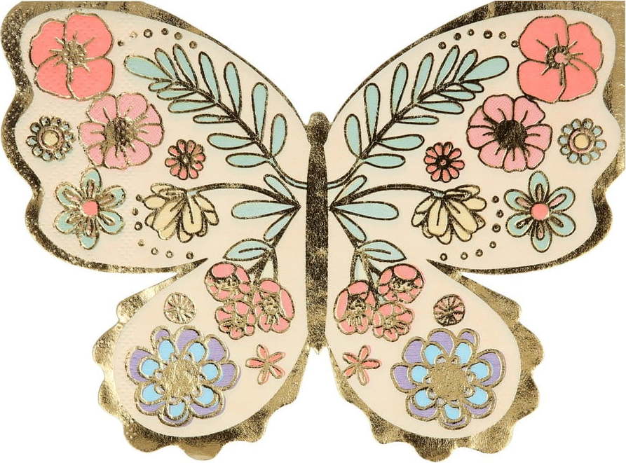 Papírové ubrousky v sadě 16 ks Floral Butterfly – Meri Meri Meri Meri