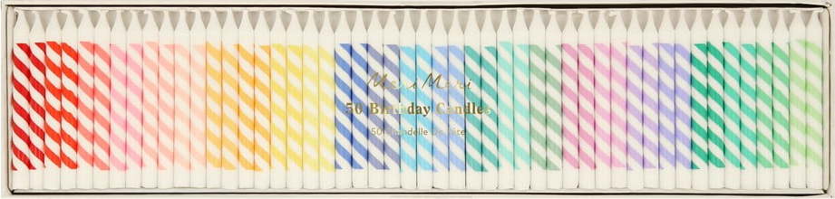 Dortové svíčky v sadě 50 ks Rainbow Striped Mini – Meri Meri Meri Meri