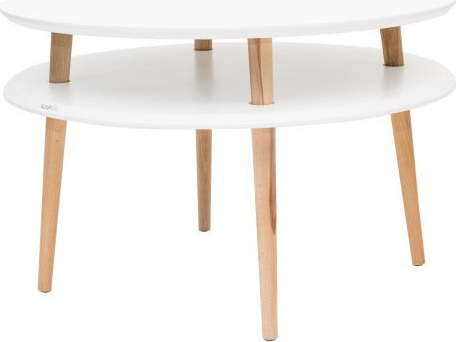 Bílý konferenční stolek s přírodními nohami Ragaba UFO