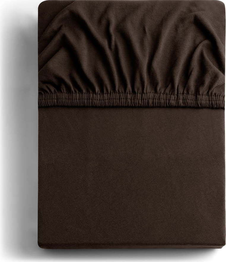 Hnědé elastické džersejové prostěradlo DecoKing Amber Collection