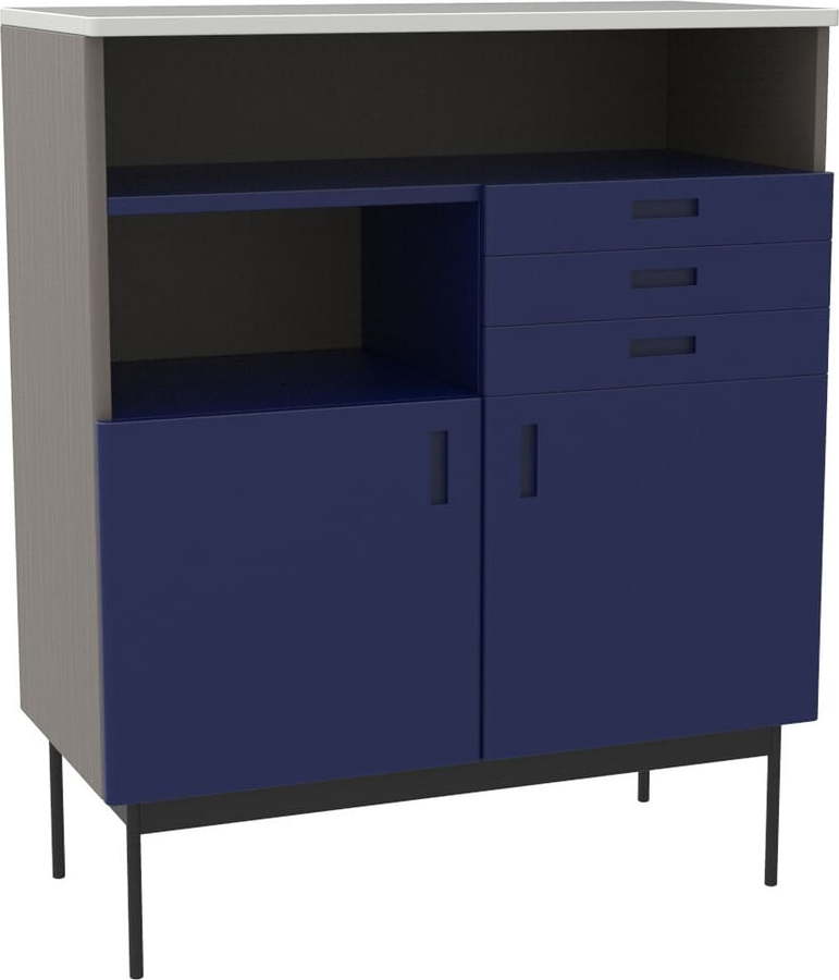 Vysoká komoda z jasanového dřeva v tmavě modré a šedé barvě 90x109 cm Study – Hübsch Hübsch