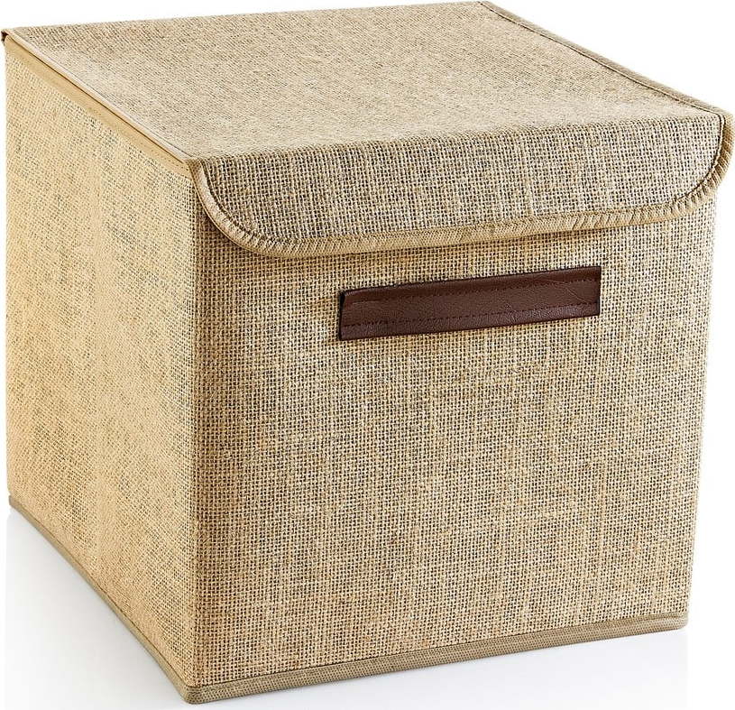 Světle hnědý úložný box s víkem z juty 30x30x30 cm – Mioli Decor Mioli Decor