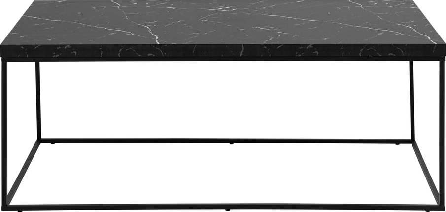 Černý konferenční stolek s deskou v dekoru mramoru 55x110 cm Barossa – Actona Actona