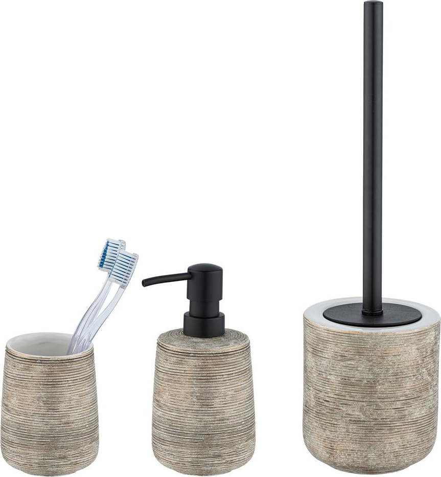 Hnědá keramická sada doplňků do koupelny Fedio – Wenko WENKO