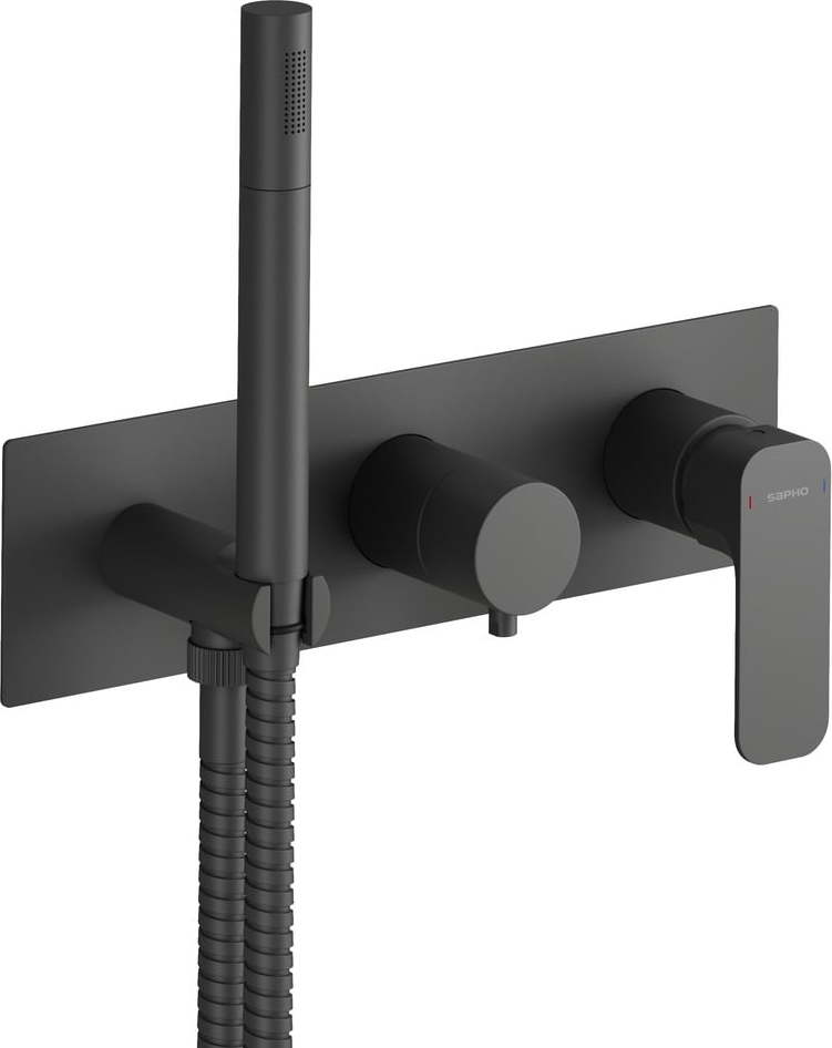 Matně černá podomítková sprchová baterie (2 výstupy) Spy – Sapho Sapho