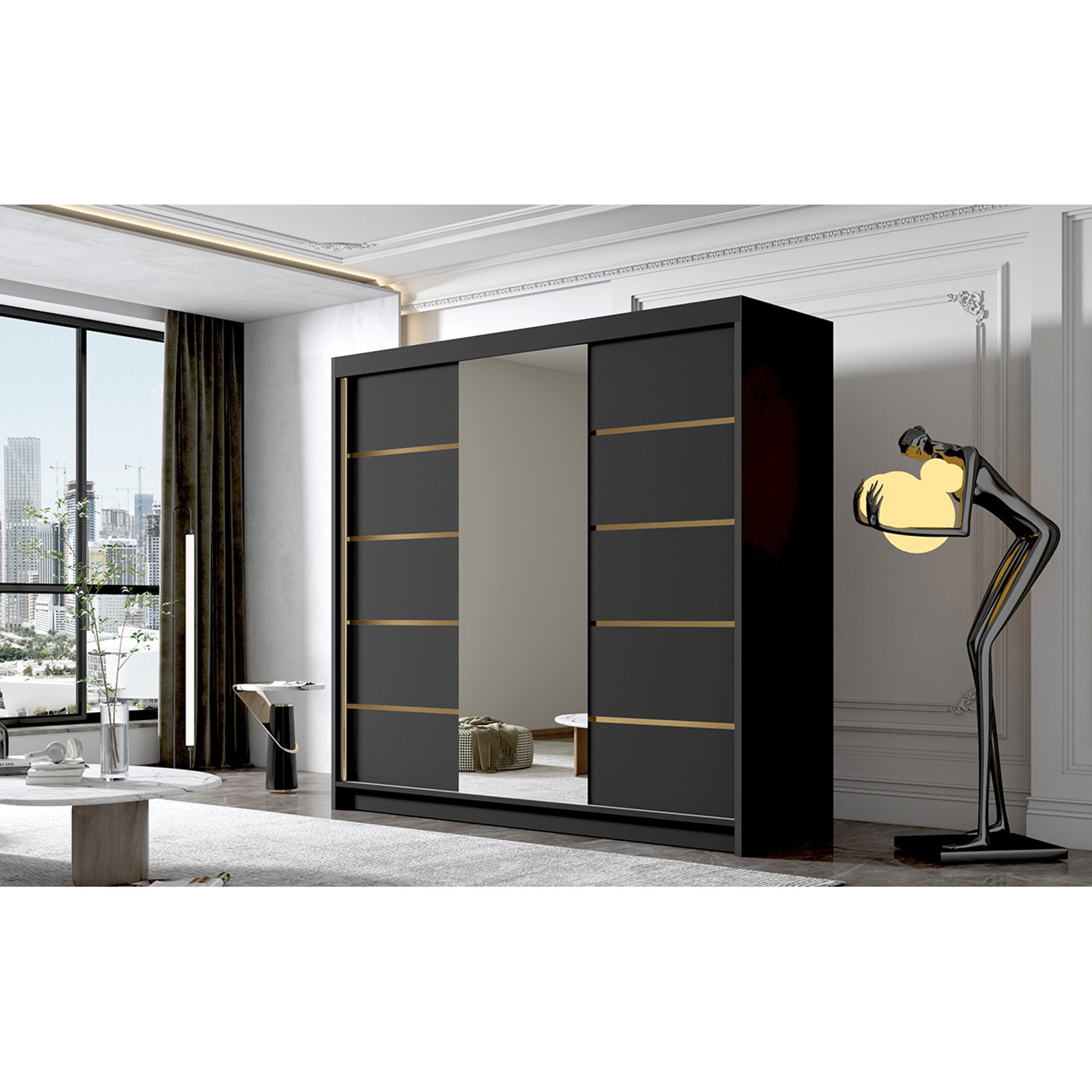 Šatní skříň EVO VI 200 cm - černá ankon