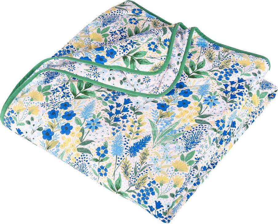 Zeleno-modrý prošívaný přehoz 220x230 cm Tilly Floral – Catherine Lansfield Catherine Lansfield