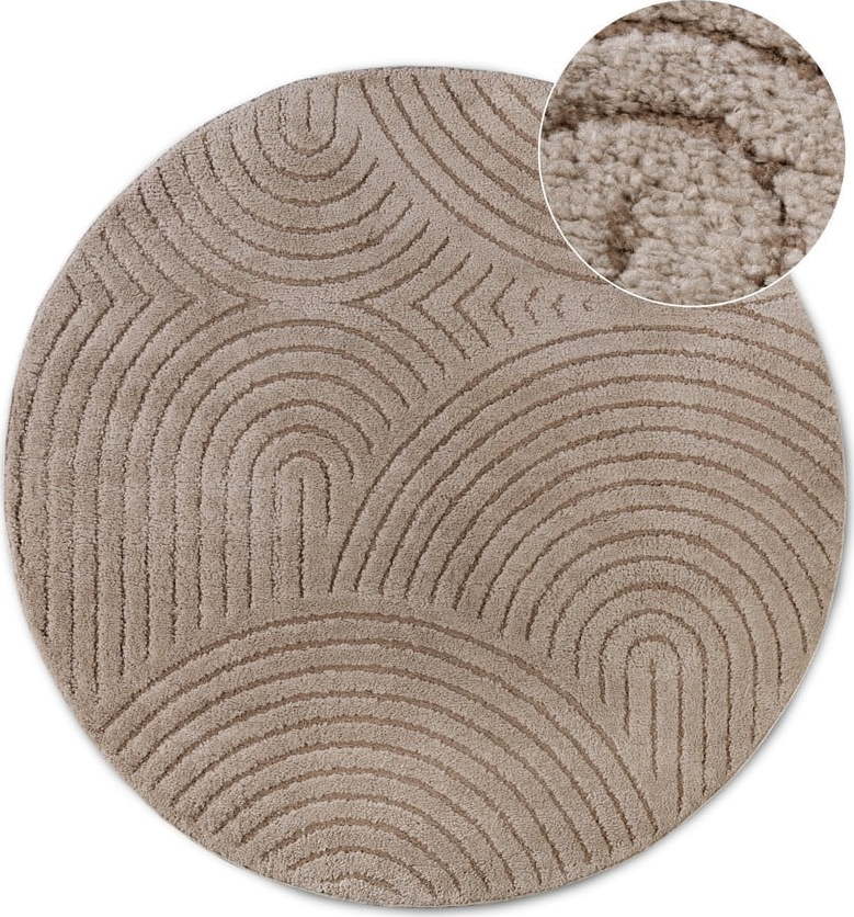 Světle hnědý kulatý koberec ø 160 cm Panglao New York Taupe – Elle Decoration Elle Decoration