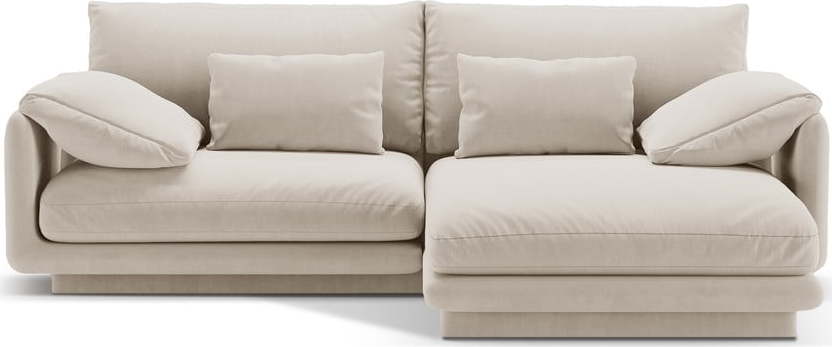 Bílá sametová rohová pohovka (pravý roh/s lenoškou) Torino – Micadoni Micadoni