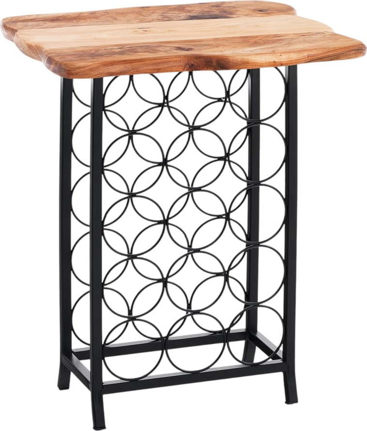 Kovový regál na víno v černo-přírodní barvě počet lahví 15 46x56x35