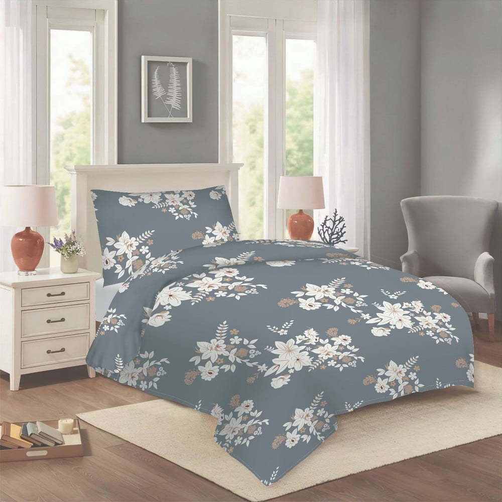 Šedé bavlněné povlečení na jednolůžko 140x200 cm Korin – Cotton House Cotton House