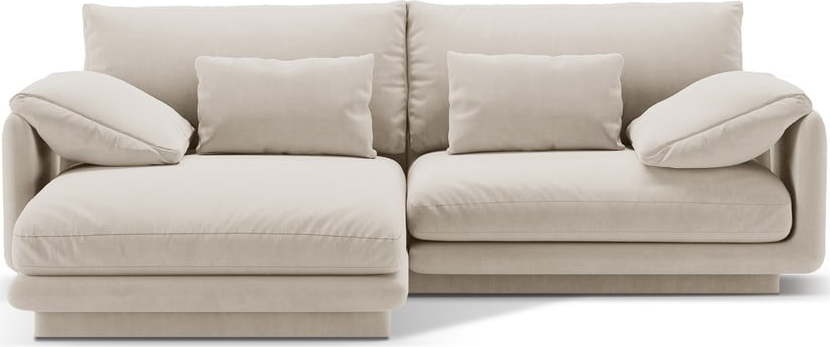 Bílá sametová rohová pohovka (levý roh/s lenoškou) Torino – Micadoni Micadoni