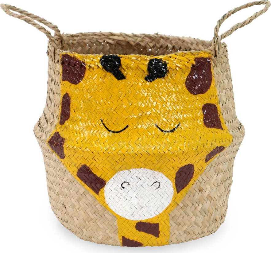 Dětský koš na hračky z mořské trávy ve žluto-přírodní barvě ø 30x28 cm Giraffe – Compactor Compactor