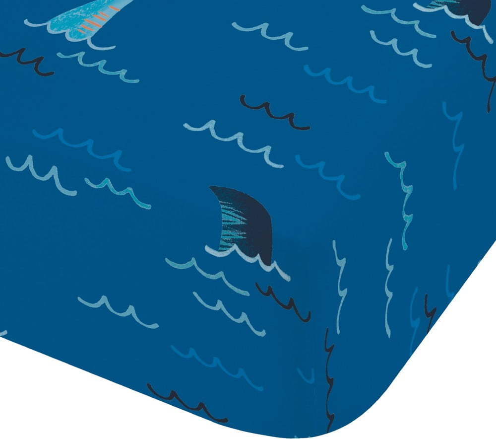 Modré napínací dětské prostěradlo na jednolůžko 90x190 cm Jawsome Shark – Catherine Lansfield Catherine Lansfield