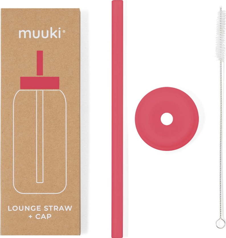 Silikonové brčko s čistícím kartáčkem/s víčkem Watermelon High – Muuki MUUKI