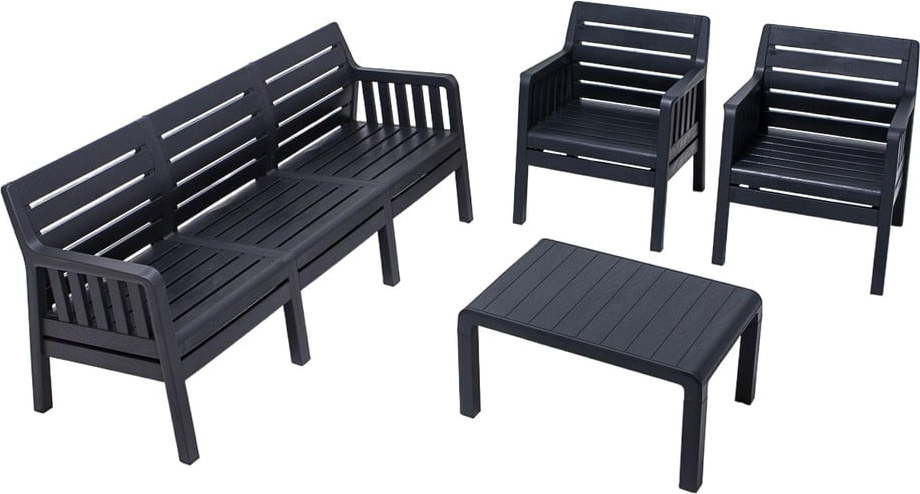 Antracitový zahradní lounge set pro 5 Lara – Floriane Garden FLORIANE GARDEN