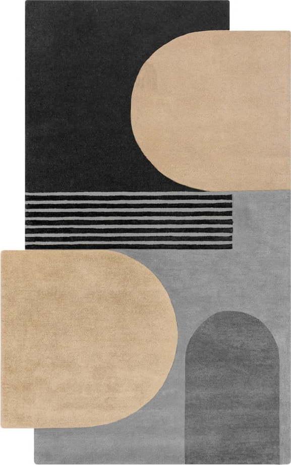 Černo-šedý ručně tkaný vlněný koberec 150x240 cm Lozenge Monochrome – Flair Rugs Flair Rugs