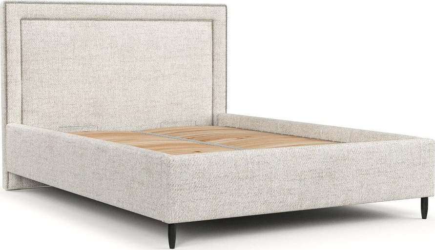 Krémová čalouněná dvoulůžková postel s úložným prostorem s roštem 180x200 cm Baleine – Maison de Rêve Maison de Reve