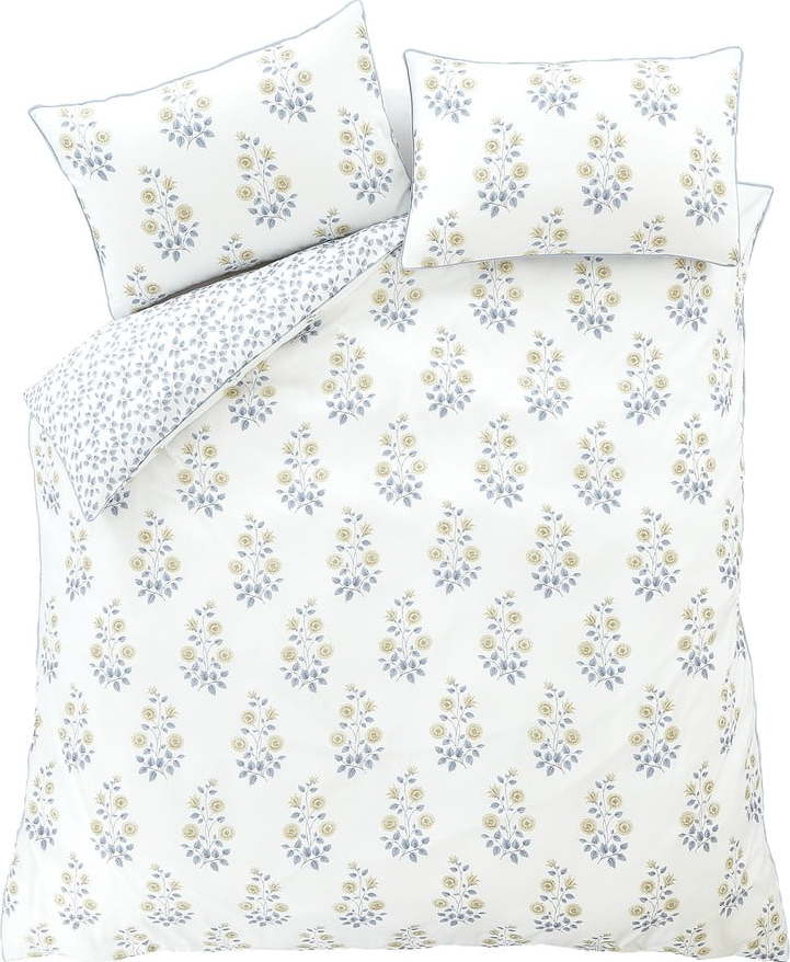 Bílé damaškové prodloužené povlečení na dvoulůžko 260x220 cm Eloise Floral – Bianca Bianca