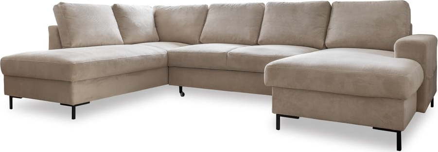 Béžová manšestrová rozkládací rohová pohovka (levý roh) Lofty Lilly – Miuform Miuform