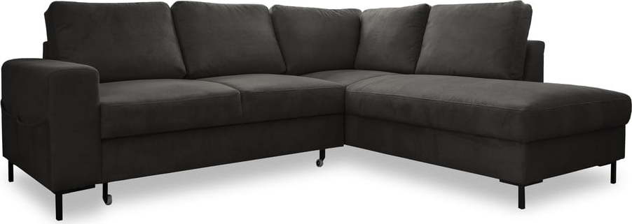 Tmavě šedá manšestrová rozkládací rohová pohovka (pravý roh) Lofty Lilly – Miuform Miuform