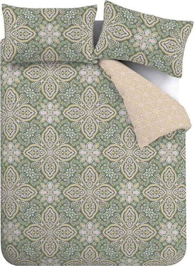 Zeleno-béžové povlečení na jednolůžko 135x200 cm Alba Geo – Pineapple Elephant Pineapple Elephant