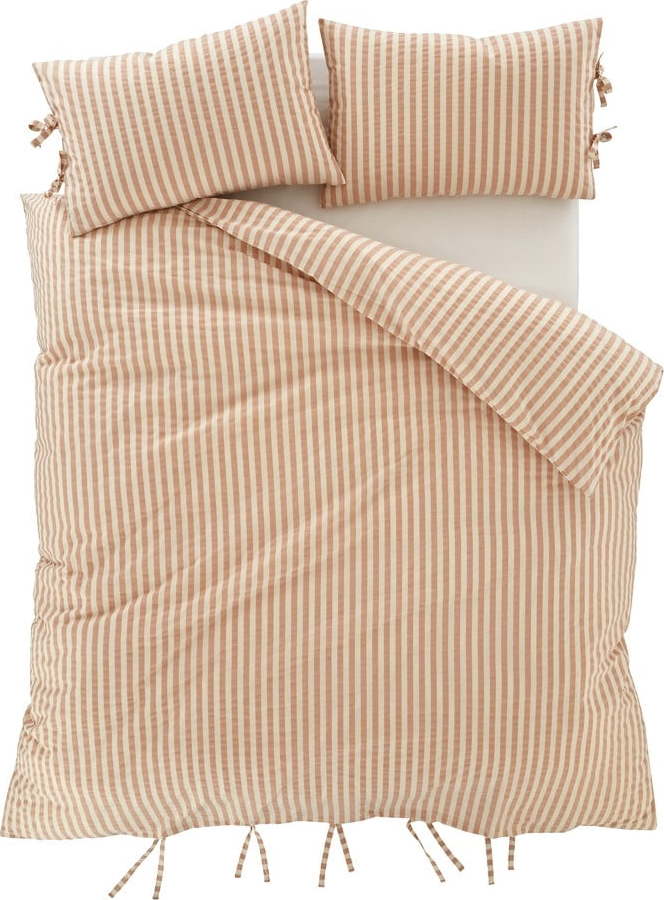 Prodloužené povlečení na dvoulůžko v terakotové barvě 230x220 cm Zanzibar Stripe – Pineapple Elephant Pineapple Elephant