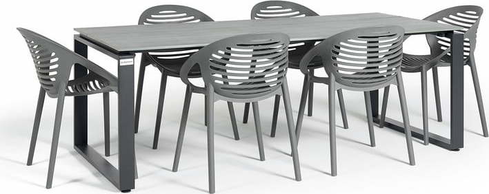 Zahradní jídelní set pro 6 osob s šedou židlí Joanna a stolem Strong