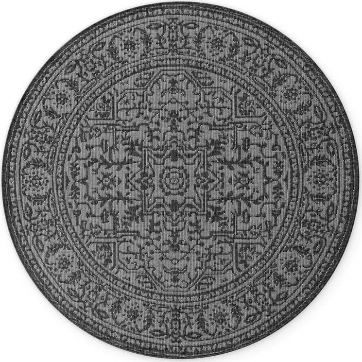 Černobílý kulatý vnitřní a venkovní koberec ø 160 cm Duet Kona – NORTHRUGS NORTHRUGS