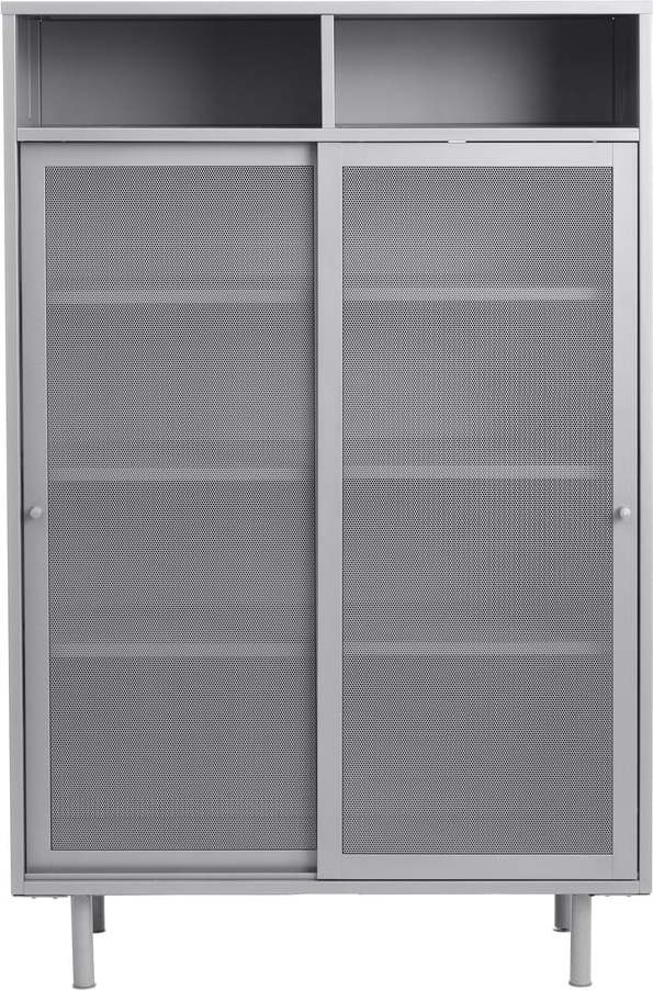 Šedá kovová skříňka s posuvnými dveřmi 90x140x40 cm Veep – Unique Furniture Unique Furniture