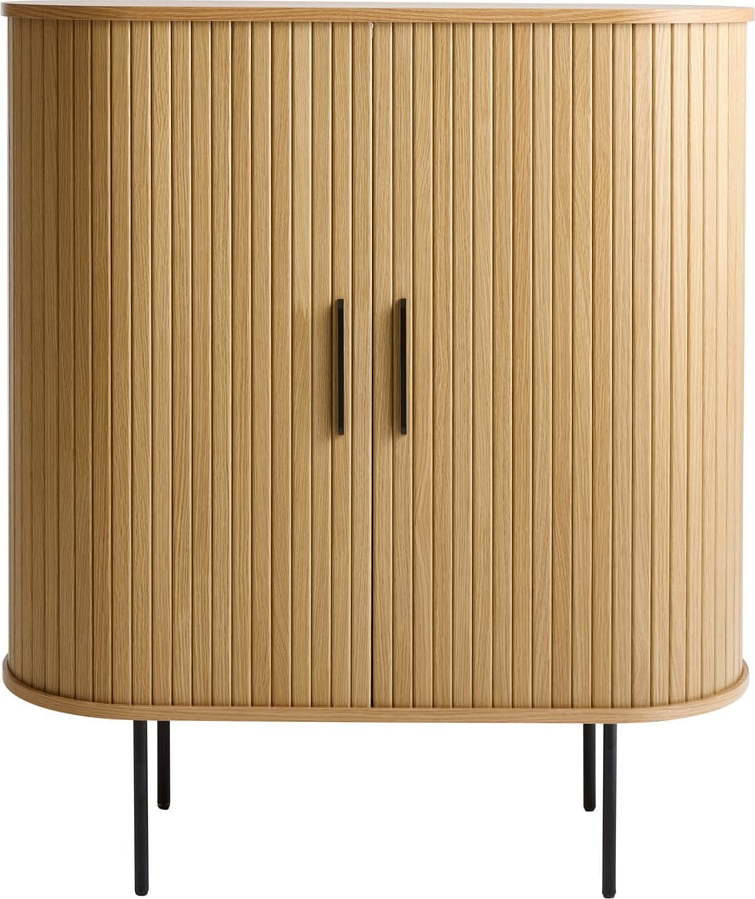 Vinotéka v dekoru dubu s posuvnými dveřmi v přírodní barvě 100x118x40 cm Nola – Unique Furniture Unique Furniture