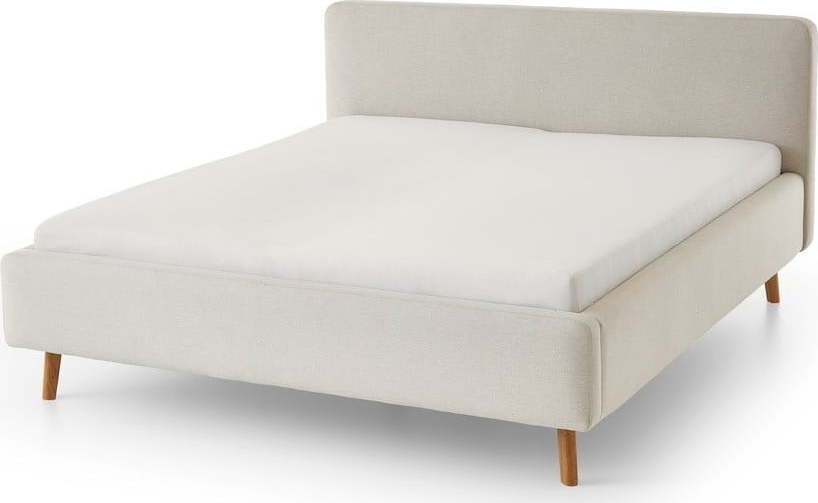 Krémová čalouněná dvoulůžková postel s úložným prostorem s roštem 180x200 cm Mattis – Meise Möbel Meise Möbel