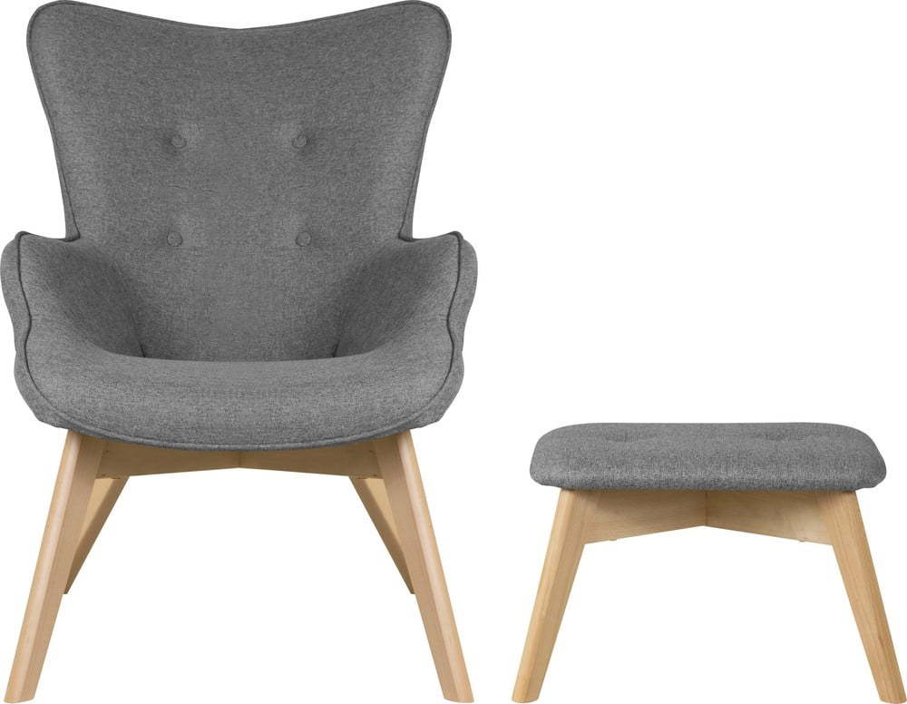 Šedé křeslo s podnožkou Niko – Ropez Ropez