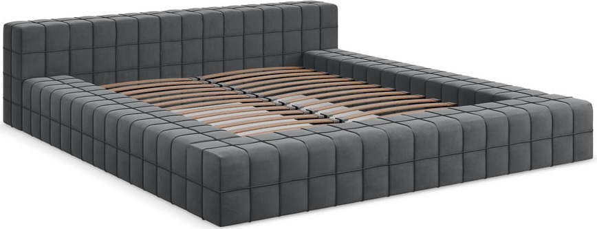 Tmavě šedá čalouněná dvoulůžková postel s roštem 140x200 cm Akela – Makamii Makamii
