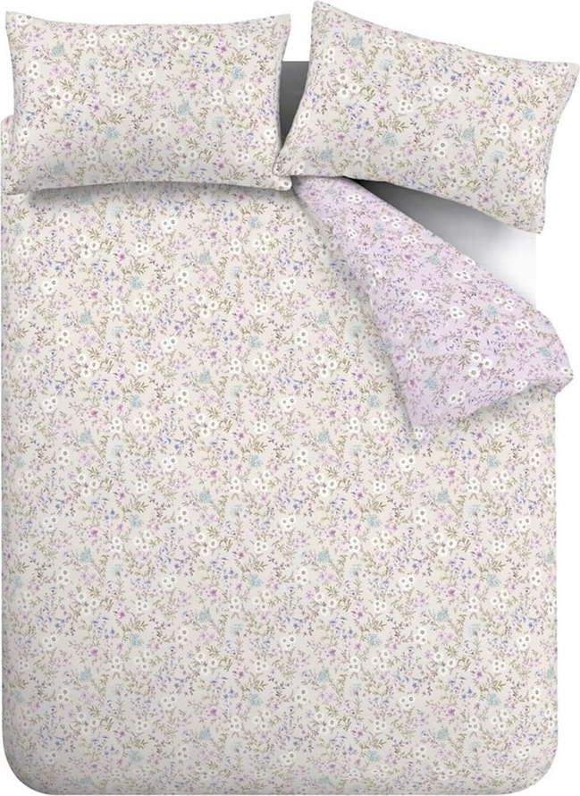 Bavlněné povlečení na dvoulůžko v levandulové a béžové barvě 200x200 cm Ditsy Floral – Bianca Bianca