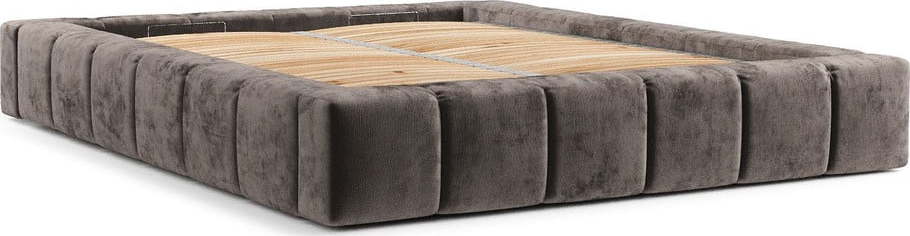 Hnědá čalouněná dvoulůžková postel s úložným prostorem s roštem 180x200 cm Aruba L – Maison de Rêve Maison de Reve