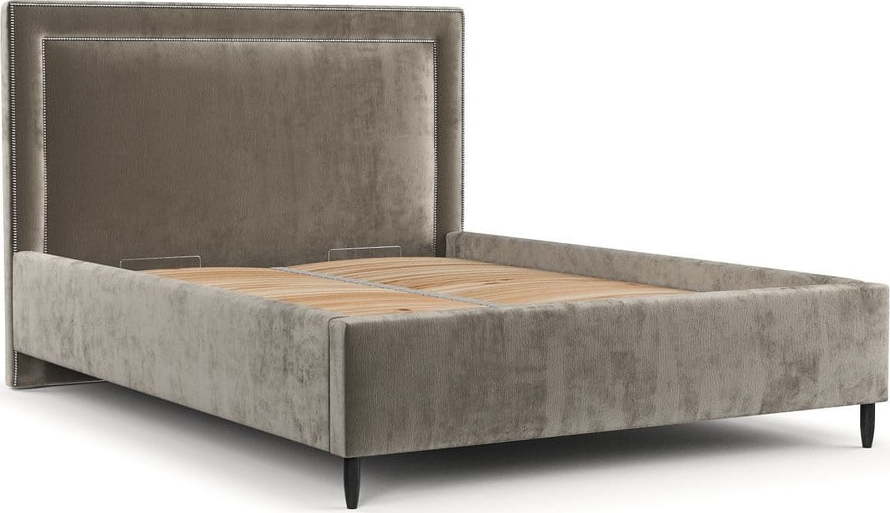 Béžová čalouněná dvoulůžková postel s úložným prostorem s roštem 180x200 cm Baleine – Maison de Rêve Maison de Reve