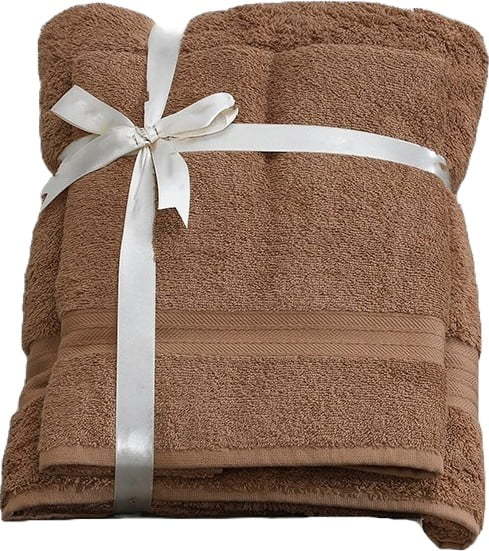 Hnědé froté bavlněné ručníky a osušky v sadě 2 ks – Foutastic Foutastic
