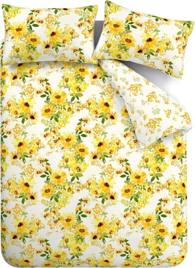 Žluté prodloužené povlečení na dvoulůžko 230x220 cm Sunflowers – Catherine Lansfield Catherine Lansfield