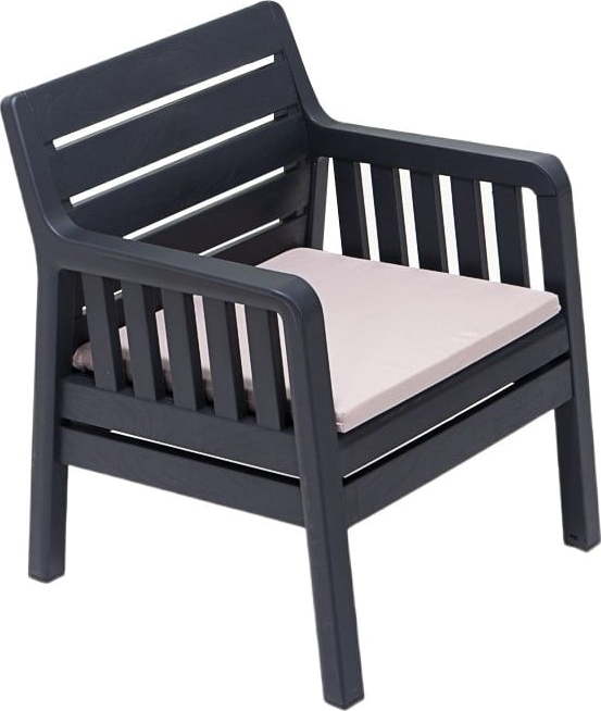 Antracitové plastové zahradní křeslo Lara – Floriane Garden FLORIANE GARDEN