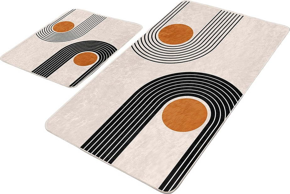 Béžové sametové koupelnové předložky v sadě 2 ks 60x100 cm Dot Arch – Mila Home Mila Home