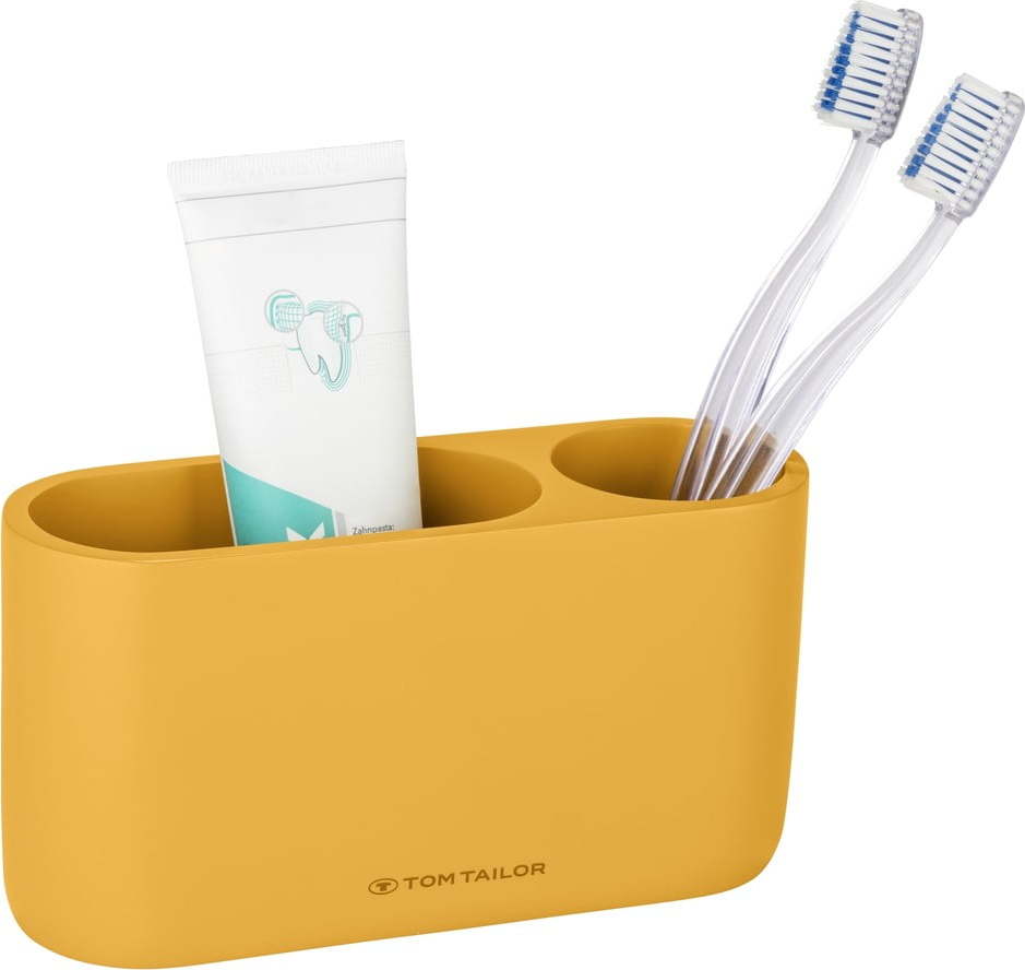 Kelímek na zubní kartáčky z polyresinu v hořčicové barvě Tom Tailor T-Color Bath – Wenko WENKO