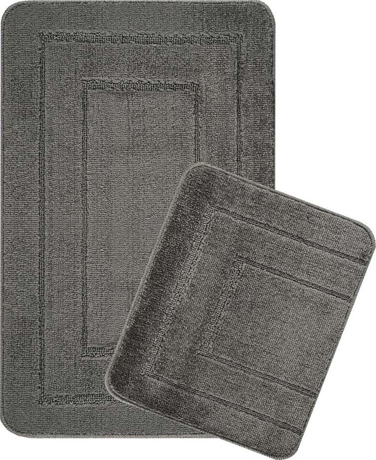 Antracitové koupelnové předložky v sadě 2 ks 50x80 cm Cerceve – Foutastic Foutastic