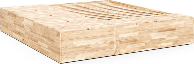 Dvoulůžková postel z borovicového dřeva s úložným prostorem s roštem v přírodní barvě 140x200 cm Basement Bed – Karup Design Karup Design