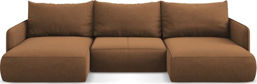 Oranžová rozkládací/s úložným prostorem rohová pohovka Nanea – Makamii Makamii